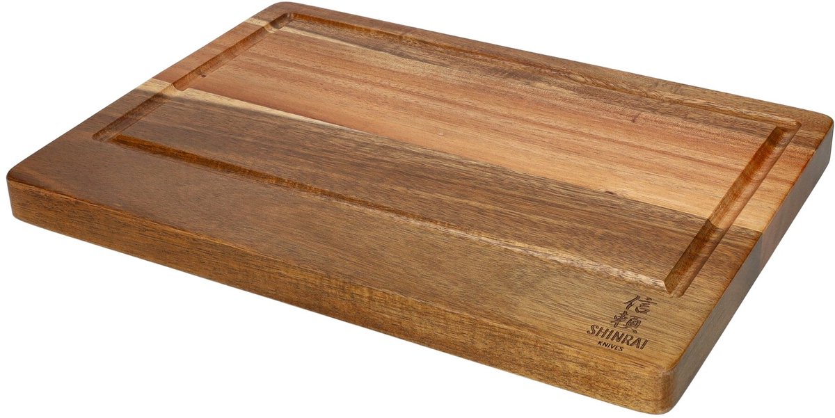 Shinrai Knives - Snijplank Acacia hout - Kopshout - 35 × 25 × 2.5 cm - Type 1