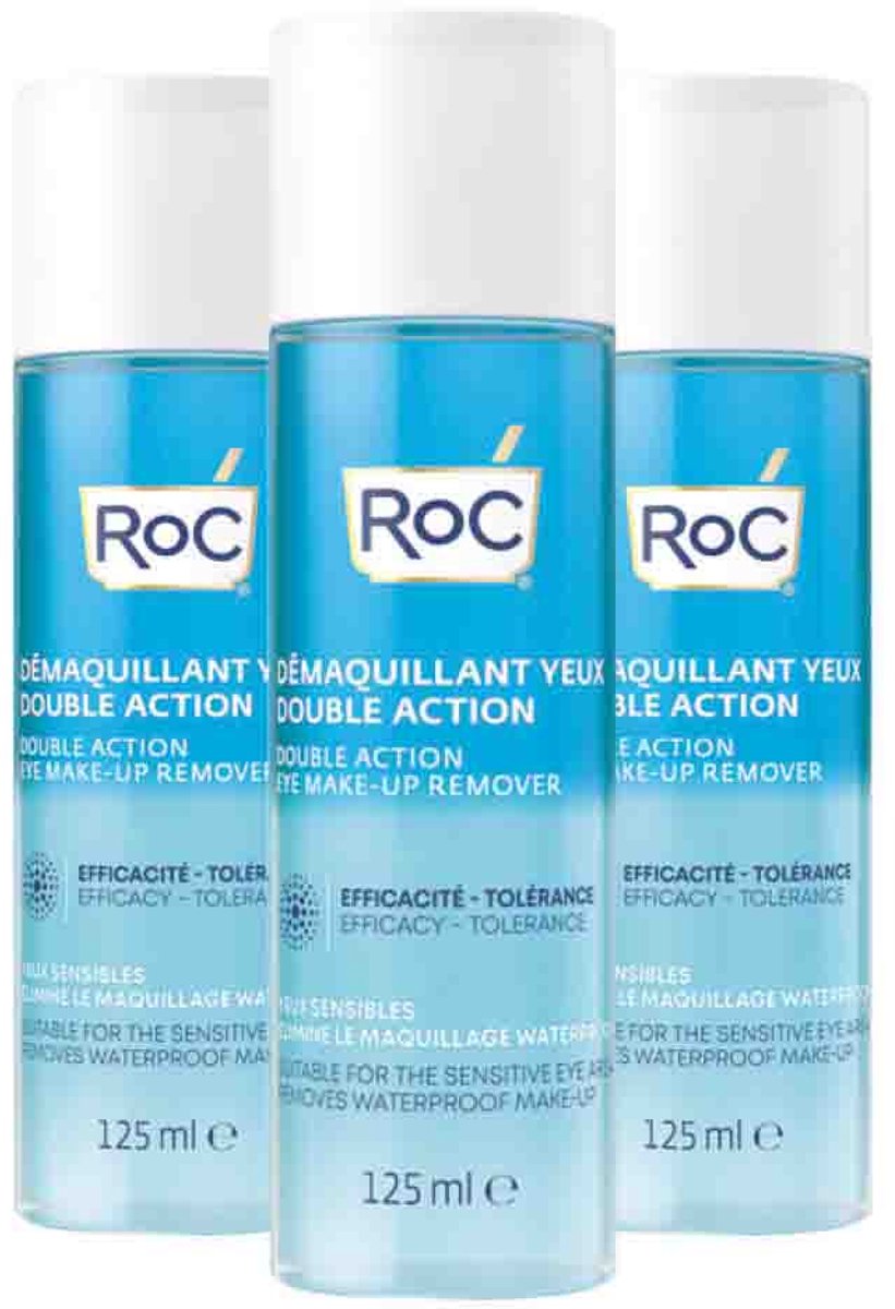 RoC Double Action Eye Make-up Remover - 3 x 125 ml - Voordeelverpakking