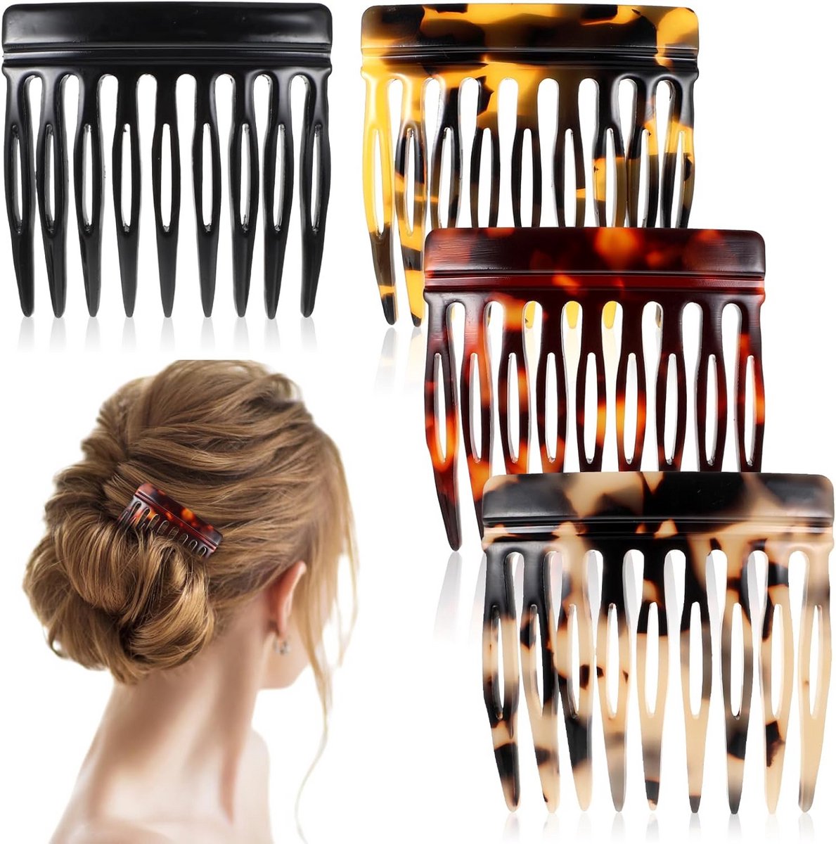 Set van 4 Insteekbare Haarkammen voor Kapsels en Haarstyling