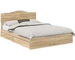 vidaXL - Opbergbed - met - hoofdeinde - Sonoma - Eik - 160 - x - 200 - cm - Bewerkt - hout