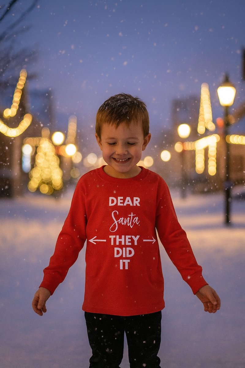 Kinder Kerstshirt - Met tekst - Rood - Katoen - Maat 122-128 - unisex