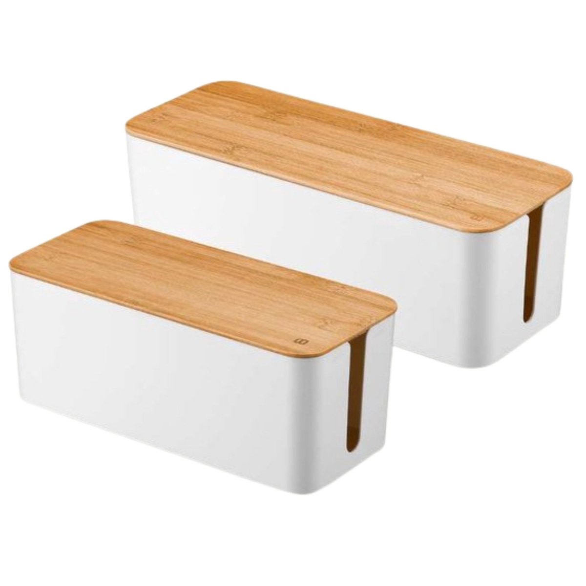 BUDDLEY Kabelbox Wit Bamboe (SET) - Kabeldoos - Bol