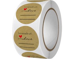 500 zelfklevende etiketten, 38mm jam etiketten, beschrijfbare stickers, ronde kraftpapier cadeaustickers, geschikt voor doe-het-zelf bakken, enveloppen, decoraties voor huwelijkscadeaus.-Donker