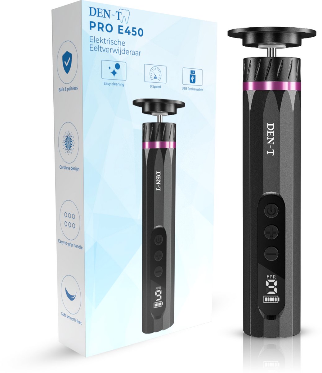 DEN-T PRO E450 Elektrische Eeltverwijderaar & Nagelvijl – 2-in-1 – Oplaadbaar – 2000mAh – 40 Opzetstukken – Voetverzorging & Manicure – Cadeautip