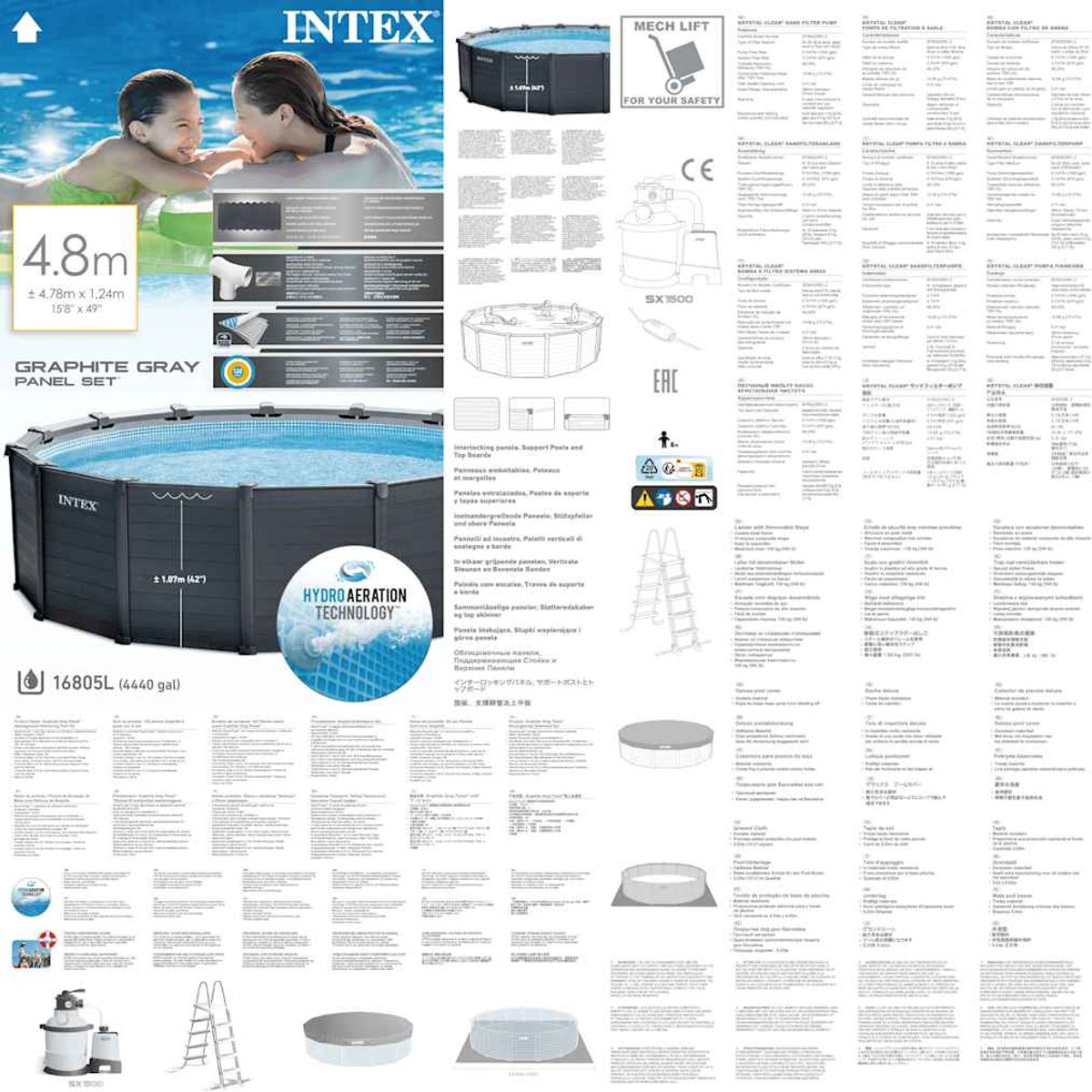Intex Graphite Gray Panel kit piscine - Ø 478 x 124 cm
