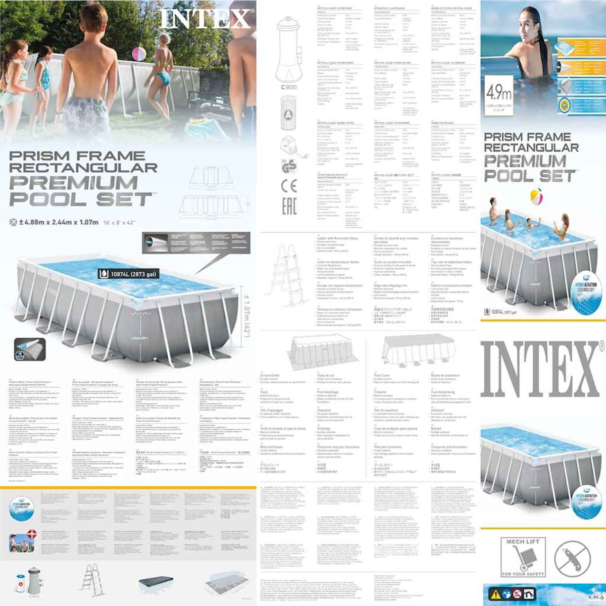 Intex Prism Frame kit piscine avec pompe de filtration - 488 x 244 x 107 cm