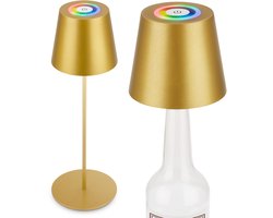 BRILONER Calida - Oplaadbare Tafellamp - dimbaar - voor binnen en buiten - 3 in 1 - RGBW - IP44 - snoerloze - in hoogte verstelbaar - 36 x Ø 10,5 cm – goudkleurig