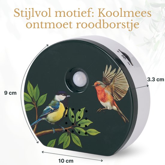 Bird Chirping Box Motion Sensor met Led-lampjes, Timer, 12 Rustgevende Liedjes, Draagbare Vogelhuisje met Tjilpende Vogels, Geluidstherapie voor Badkamer, Thuis en Volwassenen (White Black