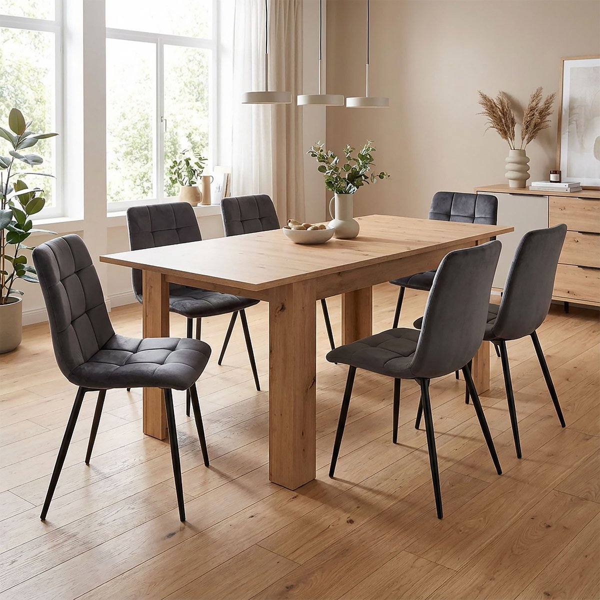 Homestyle4u Eettafel - 120x80 cm - Keukentafel - Uitschuifbare - Tafel - Houten - Natuur