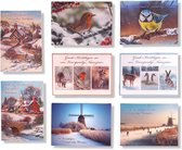 100 Luxe Kerst- en Nieuwjaarskaarten met Pen - 9,5x14cm - 10 x 10 dubbele kaarten met enveloppen - serie Goede Kerstdagen en een Voorspoedig Nieuwjaar
