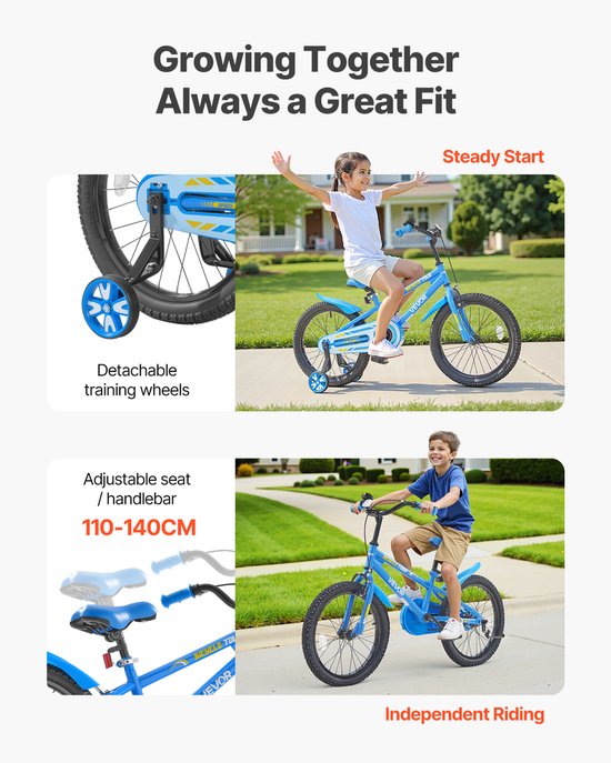 VEVOR Kinderfiets 18 Inch BMX Stijl Aanbevolen Kinderlengte van 110 tot 140cm — afbeelding 5