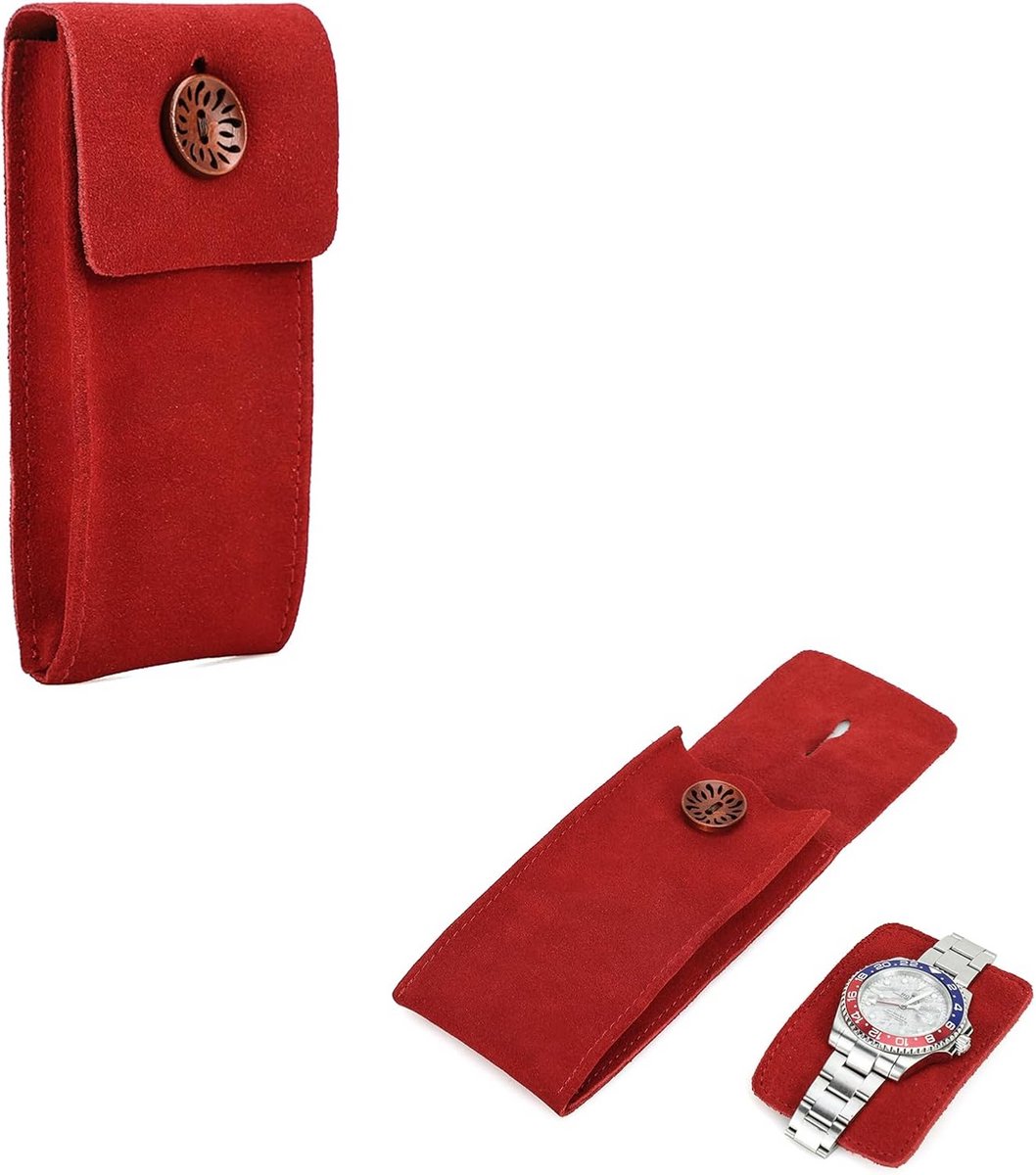 Luxe Horloge Buidel voor Reizen - Draagbare Opberghoes Suède Leer