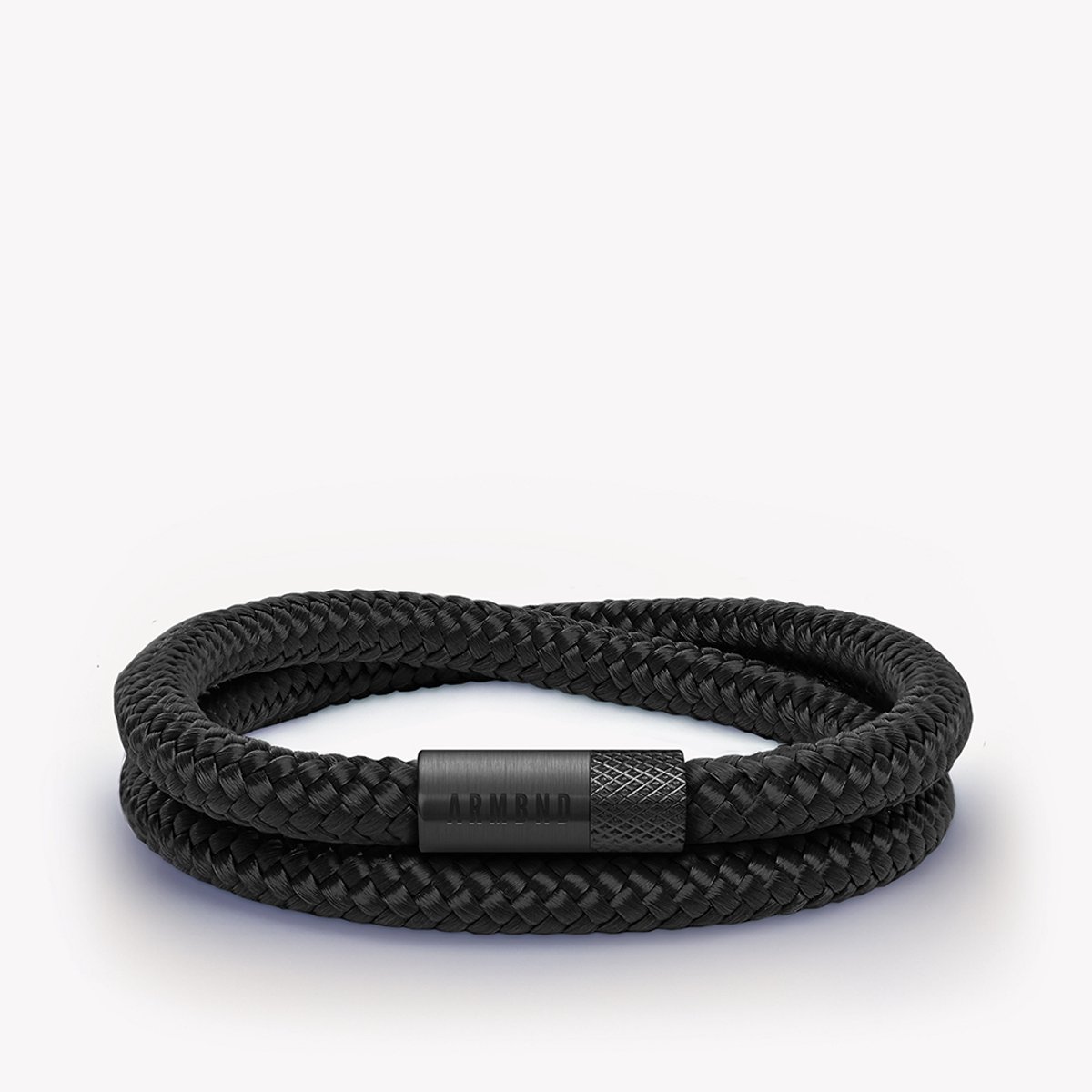 ARMBND Zwarte dubbele armband met zwarte stalen sluiting - maat L - DW6-BND001-L