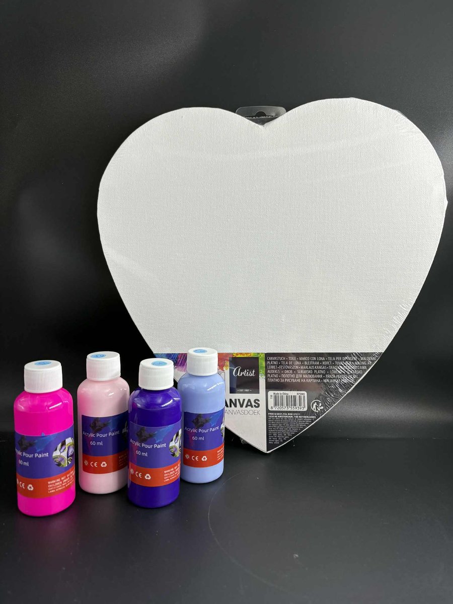Acrylverf gieten - met Fohn - canvas hart