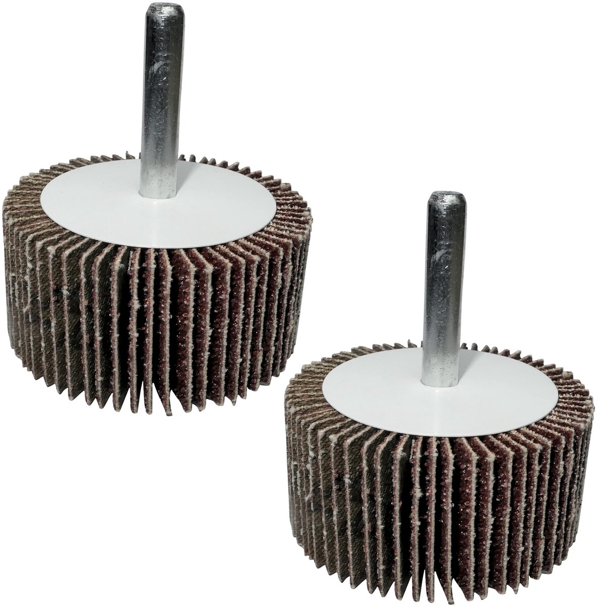 Set van 2 schuurpapier-lamellenwielen korrelgrootte 120 wieldiameter 50mm stang-Ø 6mm - lamellenwiel op stang voor schroevendraaier - schuurpapierschijf om te schuren