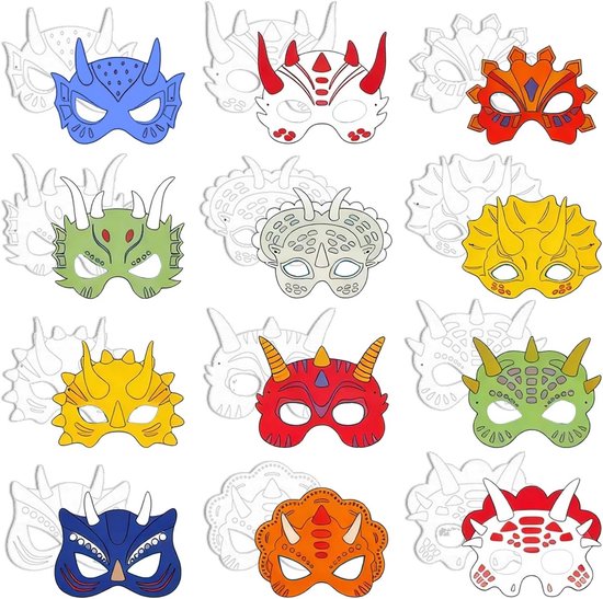 XIABYAYU Dierenmasker voor kinderen, 16-delig, jungle-dierenmasker, maskers voor kinderen met elastisch touw, maskers voor verjaardag, feest, Halloween, carnaval, cosplay