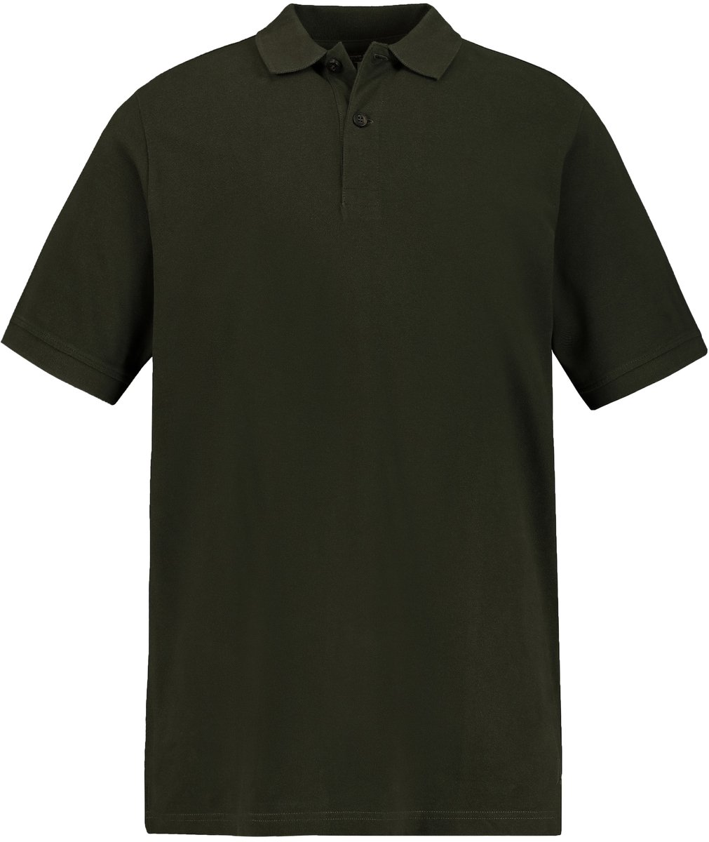 JP 1880 - Heren - Poloshirt basic halflange mouwen piqué - Donkerolijf - Maat L