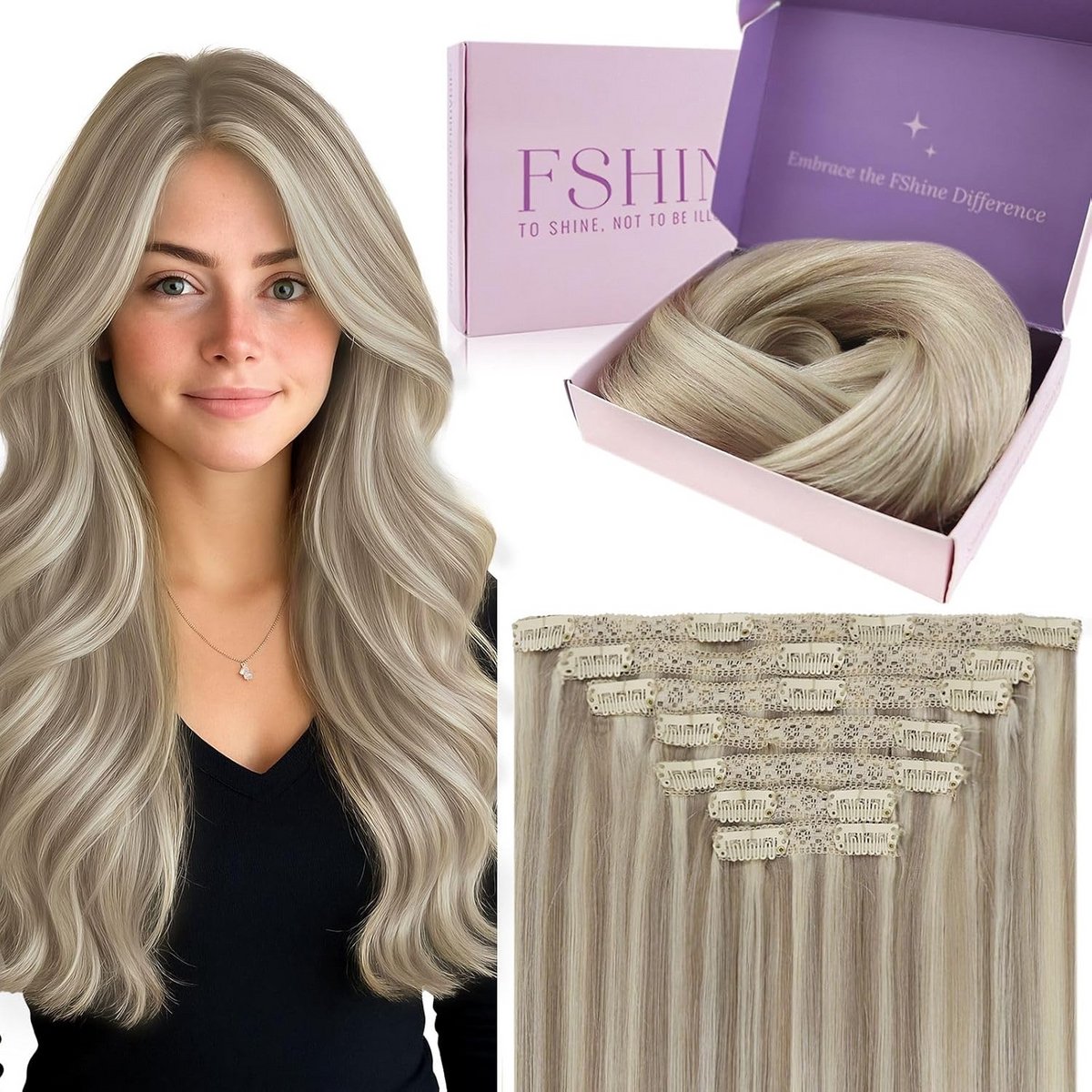 Clip-in Haarverlenging Echt Haar 20 Inch Dubbele Inslag Volume en Lengte