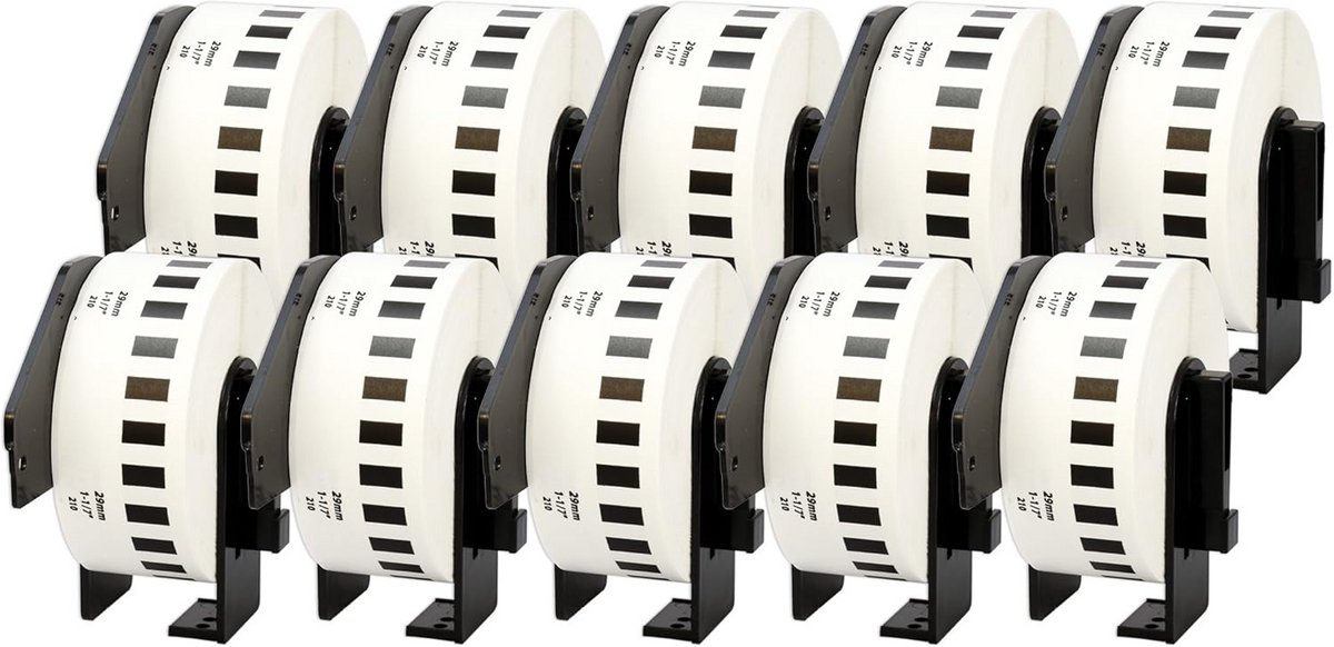 10 Rollen Eindeloos Etiketten Papier 29mm x 30.48m voor Labelprinters