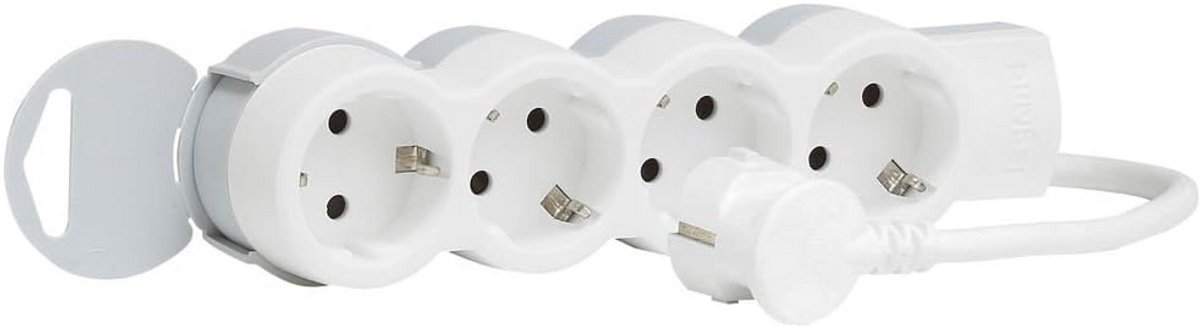 Zwarte Tafelstekkerdoos met 4 Stopcontacten en 3 Meter Kabel - Plat Ontwerp