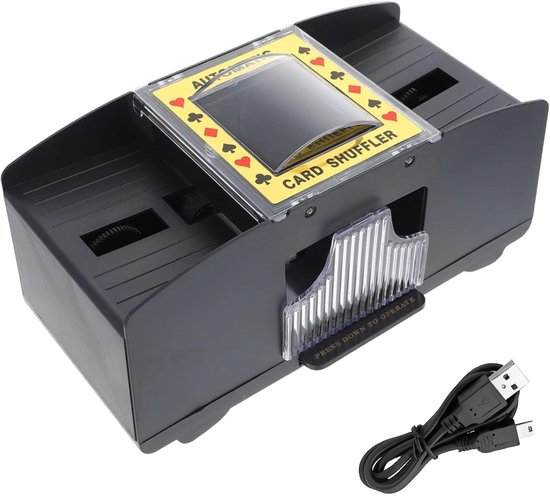 Mélangeur De Cartes Automatique Luxe HJCMikee - Grain De Bois, USB Ou Piles, Pour Poker Et Casino
