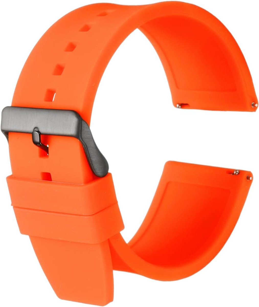 Siliconen Horlogeband met Snelsluiting - Flexibele Rubberen Band - Vervangende Smartwatch Band - Sporthorloge - Mannen - Vrouwen - 28mm - Geen Edelsteen - Zilveren Gesp