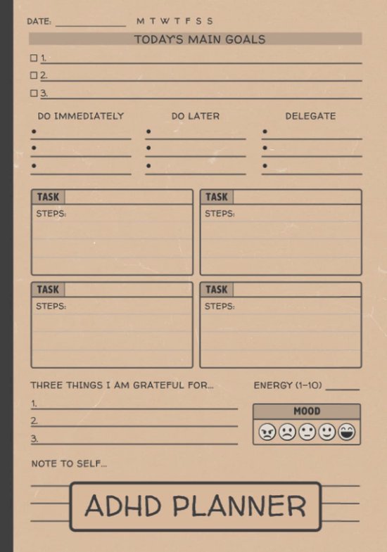 Foto: Adhd planner ongeplande dagelijkse wekelijkse schema tracker en journal