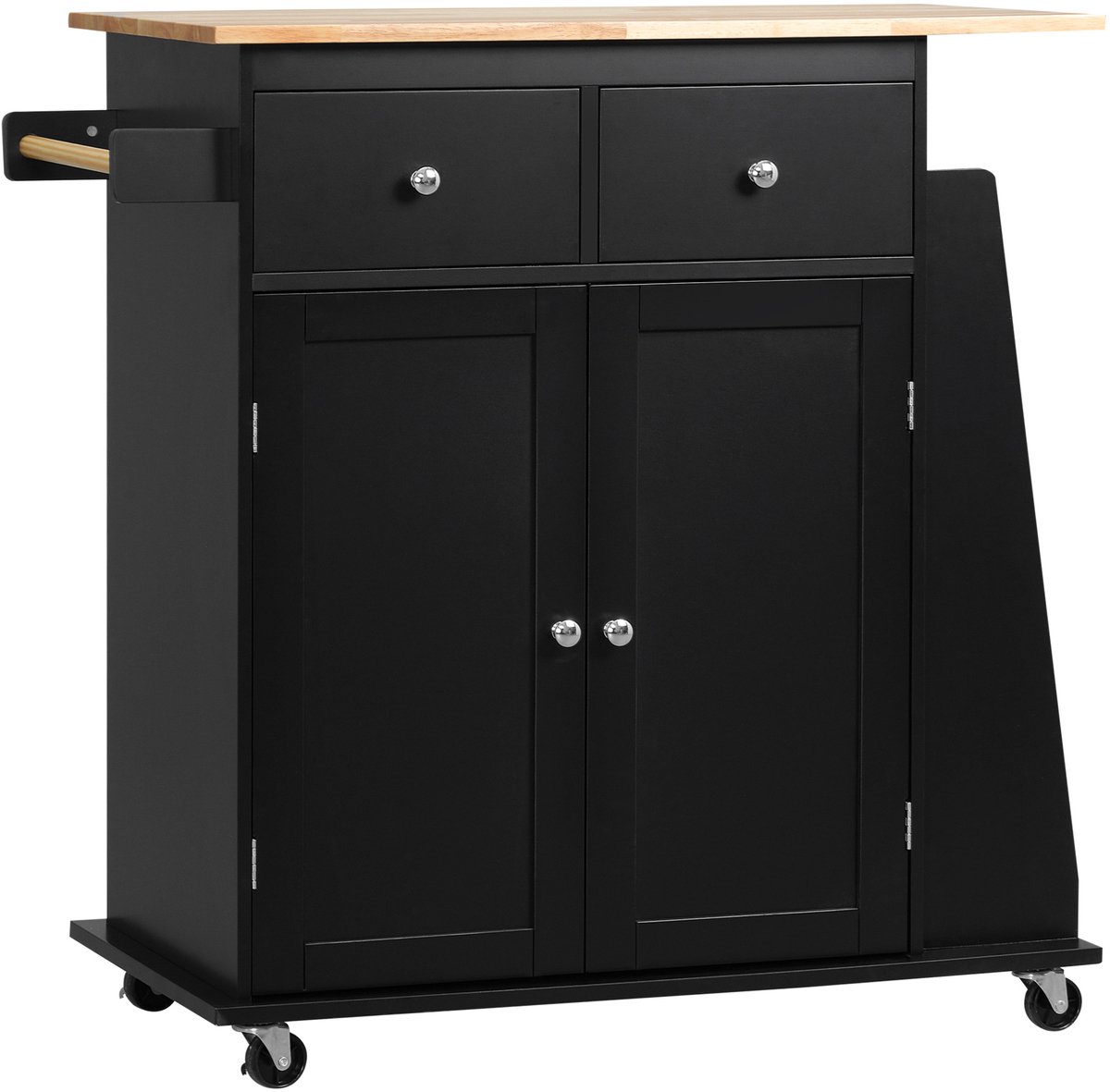 HOMCOM Keukeneiland - MDF - 89x45x89,5 cm - Zwart