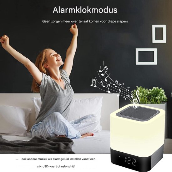 GELLDG Draagbare Bluetooth-luidspreker met verlichting - kan gebruikt worden als nachtlampje - aanraakgevoelige dimbare wekker - RGB-kleurveranderende ledverlichting - een geschikt cadeau geschikt voor meisjes, kinderen, tieners — afbeelding 2