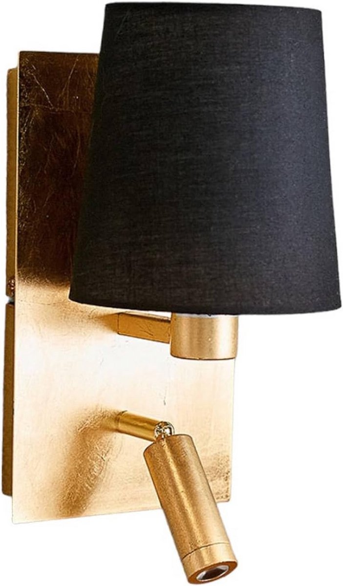 Moderne Zwarte Wandlamp met Stoffen Kap voor Woonkamer of Eetkamer