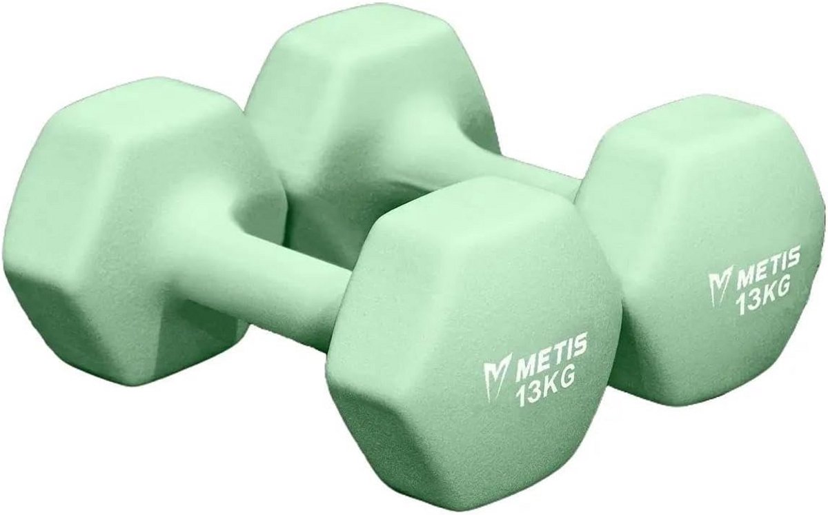 METIS Neopreen Hex Dumbbells | Paar anti-roll halters met antislip grip - ergonomisch ontwerp voor krachttraining en thuiswork-outs - verkrijgbaar in 17 gewichtsopties