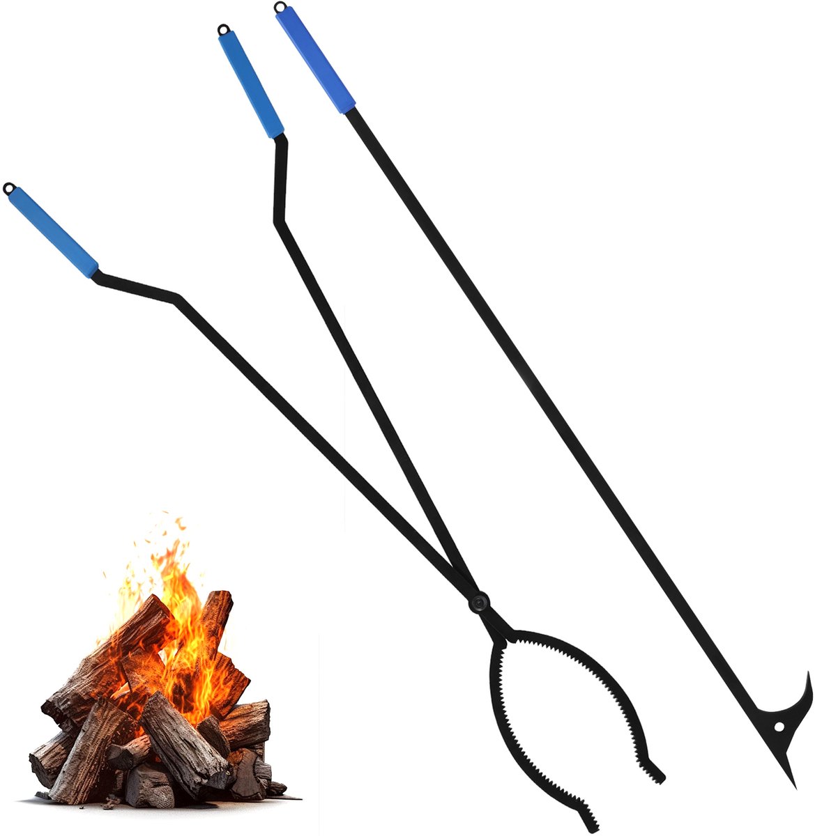 Uten Openhaard set 2 delig – Haardset – Openhaardset – Openhaard gereedschap – Inclusief pook 100 cm en haardtang 99.5 cm