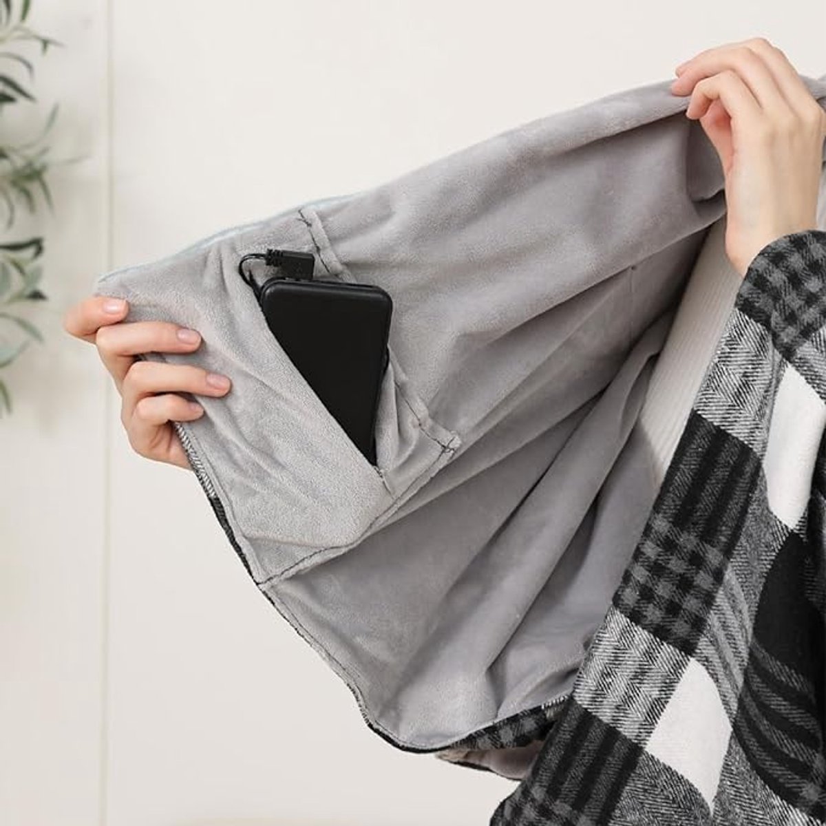 USB-verwarmde elektrische deken - Warmtekussen Nek - warmtedeken - Elektrische verwarmde sjaal - Elektrische Deken en Poncho - 3 Warmteniveaus - Dames en Heren - 143 x 72 cm – foto 5