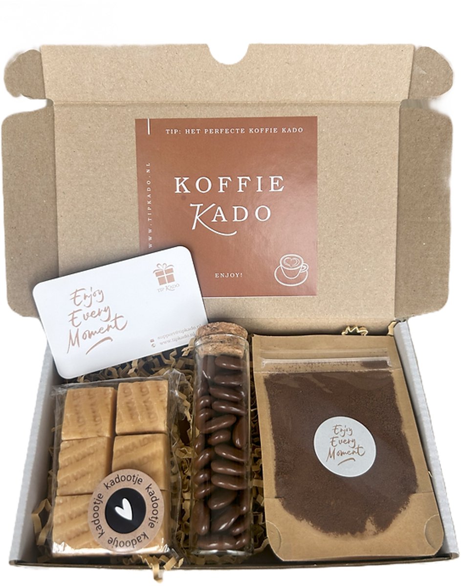 Koffie mini brievenbus cadeau - koffie - cadeau - fudge - mokkaboontjes - zomaar