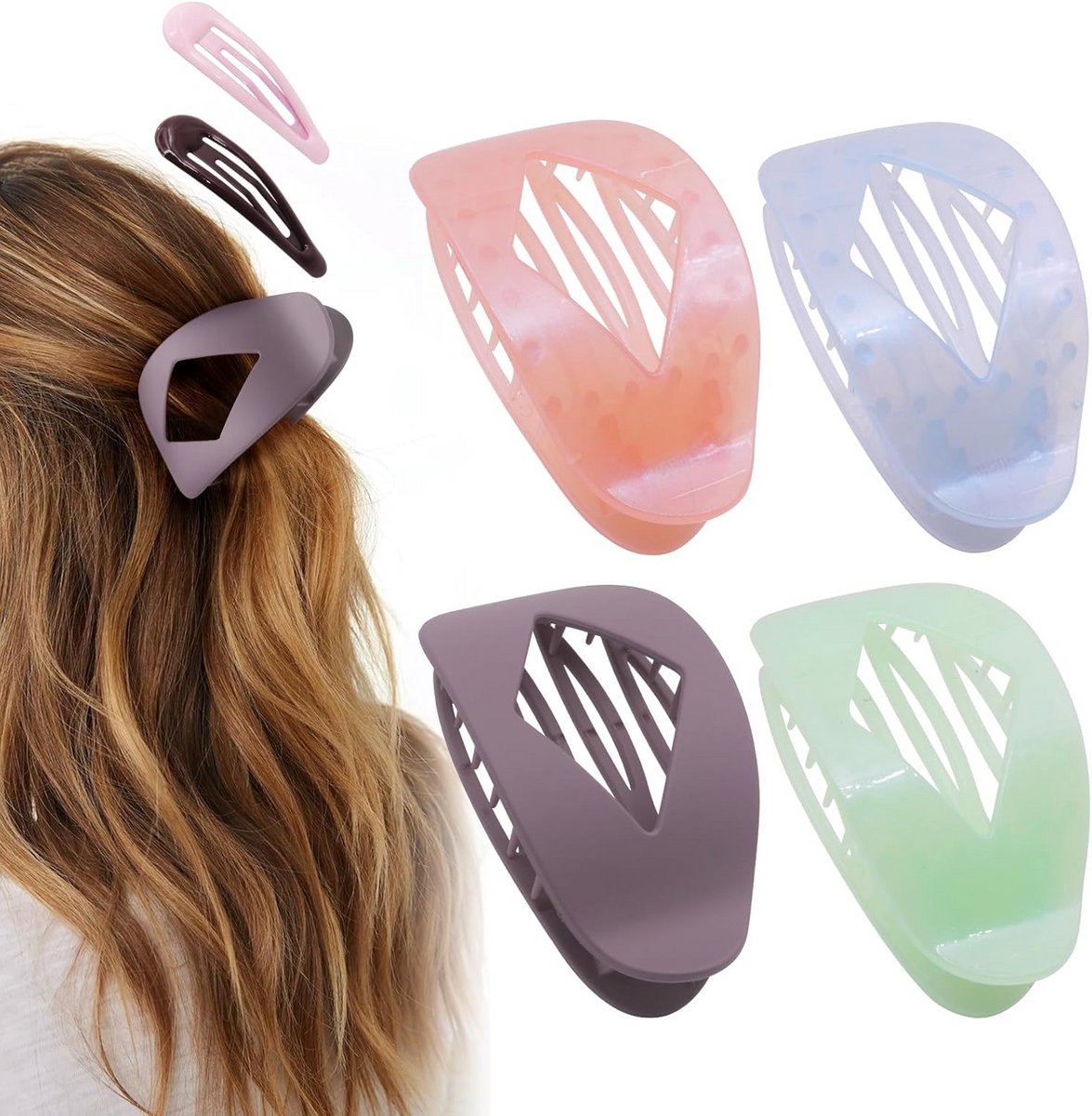 4x Platte Haarclips met Grote Klauw - Elegante Franse Klemmen voor Dik en Dun Haar