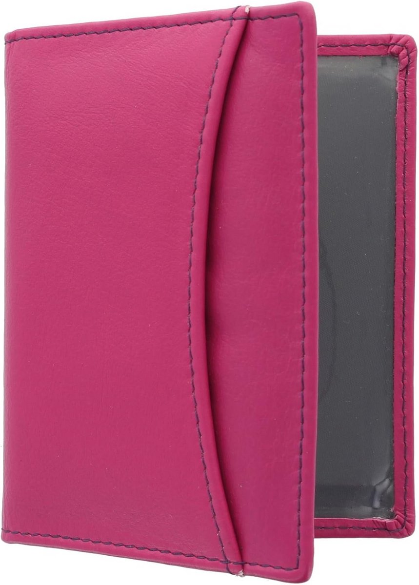 Kaarthouder van Zacht Leer voor ID-kaart en Foto's - Fuchsia, Compact en Stijlvol