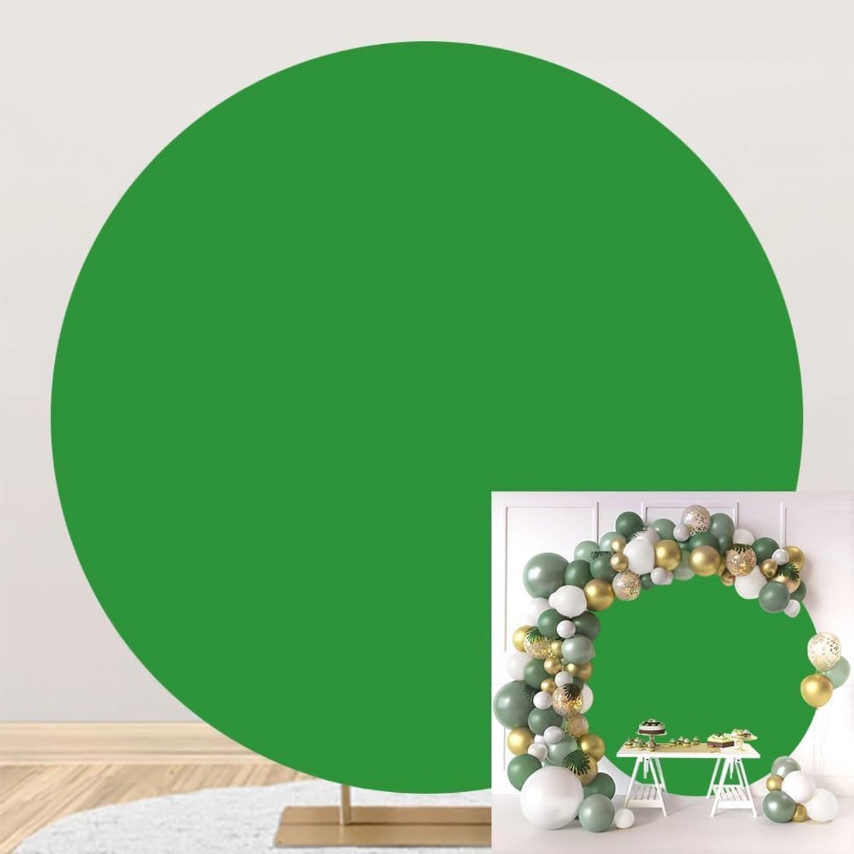 Ronde Groene Achtergrond Polyester 1,5m voor Fotografie & Feestdecoratie