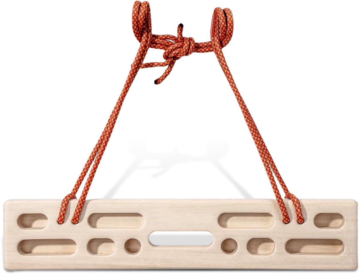 Hoogwaardig Hangboard - Premium Hout - Inclusief Touw - Verschillende Gripformaten - Hangbord Klimmen - Klimbord