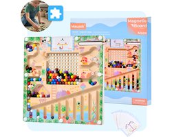 Mauzek® Magnetisch Doolhof – Montessori speelgoed – Houten Speelgoed – Magneet spel – Sensorisch Speelgoed – Activiteitenbord – Educatief spel – Peuter Speelgoed – Voor in de auto – Voor onderweg – Jongens – Meisjes –3 jaar – 4 jaar – 5 jaar – 6 jaar