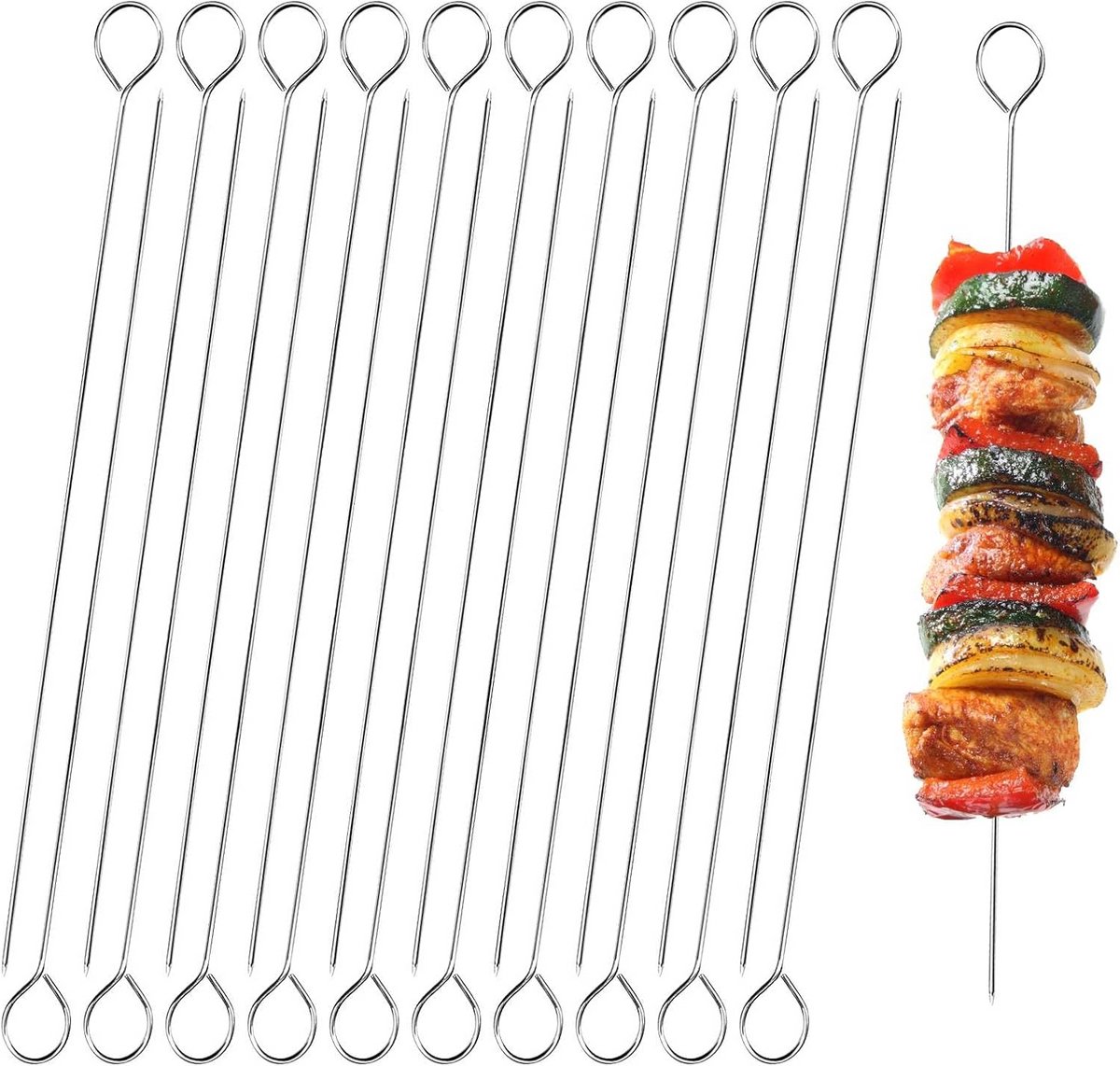RVS Grillspiezen - 20 Stuks Herbruikbare Metalen Spiesen voor BBQ en Oven (20 cm)
