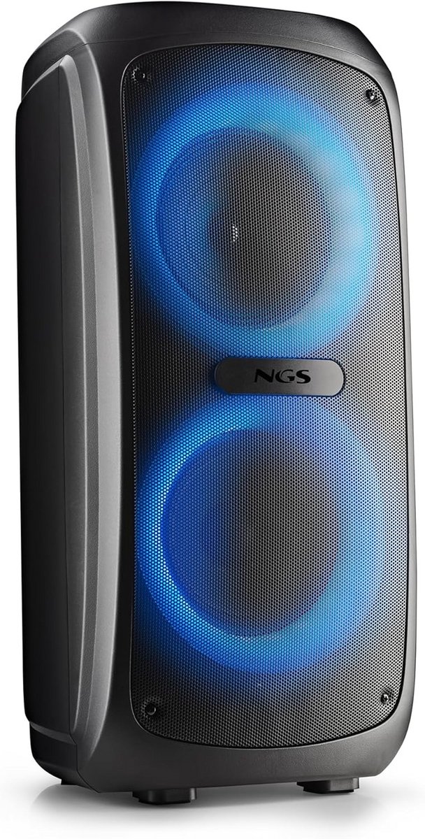 NGS Wild Temper - Draagbare bluetooth-luidspreker, Bluetooth 5.3, 200 W, TWS, RGB-ledverlichting, USB-/AUX-ingang, dual-microfooningang, 7,4 V/4400 mAh, 5 uur looptijd, compact en robuust