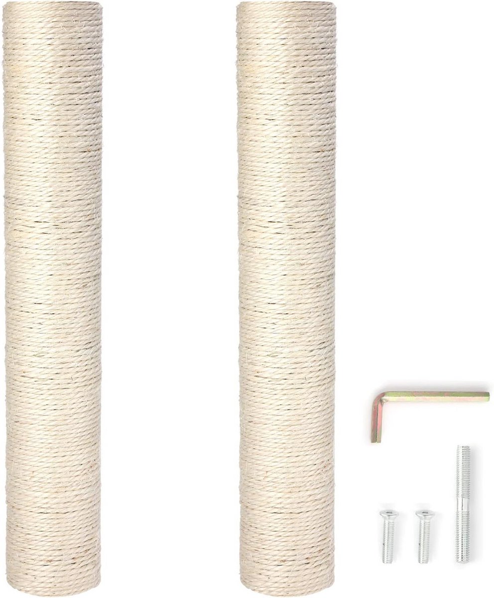 Natuurlijke Sisal Kattenkrabpaal - 2 Stuks Vervangende Onderdelen en Renovatieset