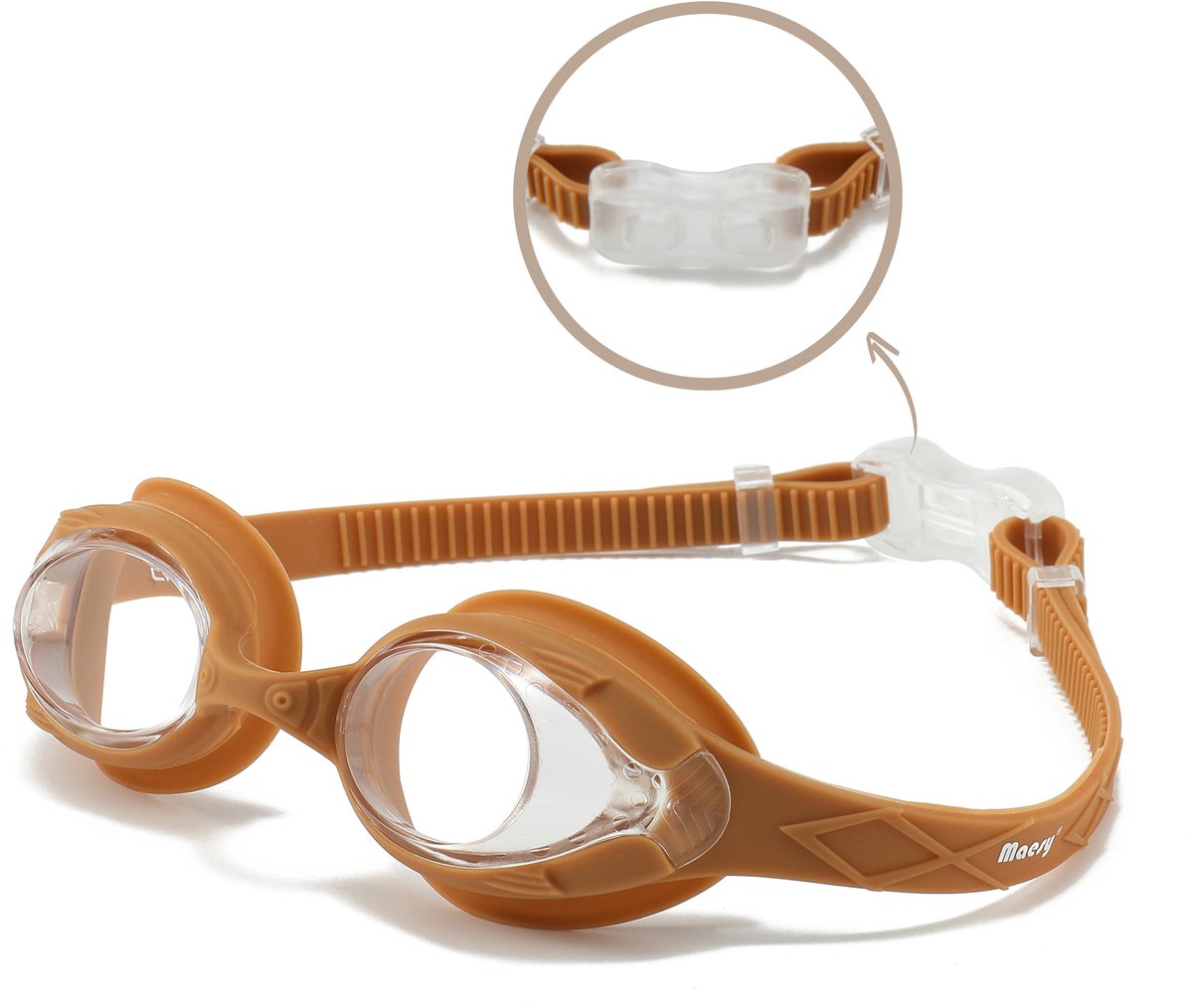 Maesy Kinder Zwembril Sammy - 3 t/m 6 Jaar - UV-Bescherming - Anti Condens - Duikbril voor Kinderen - Caramel Bruin