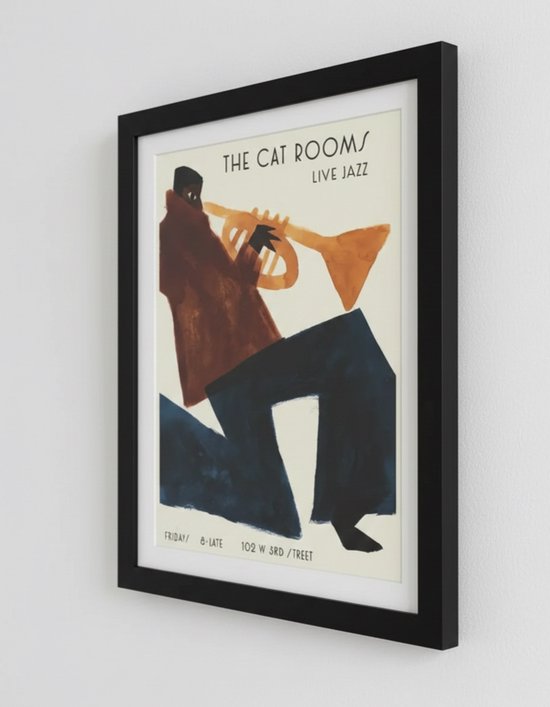 Affiche sur toile sans cadre 30x40 cm | Brillant / Mat | Abstract Jazz Cat Room | Décoration murale | Décoration murale | Impression | Support mural | Accessoires de maison | Design