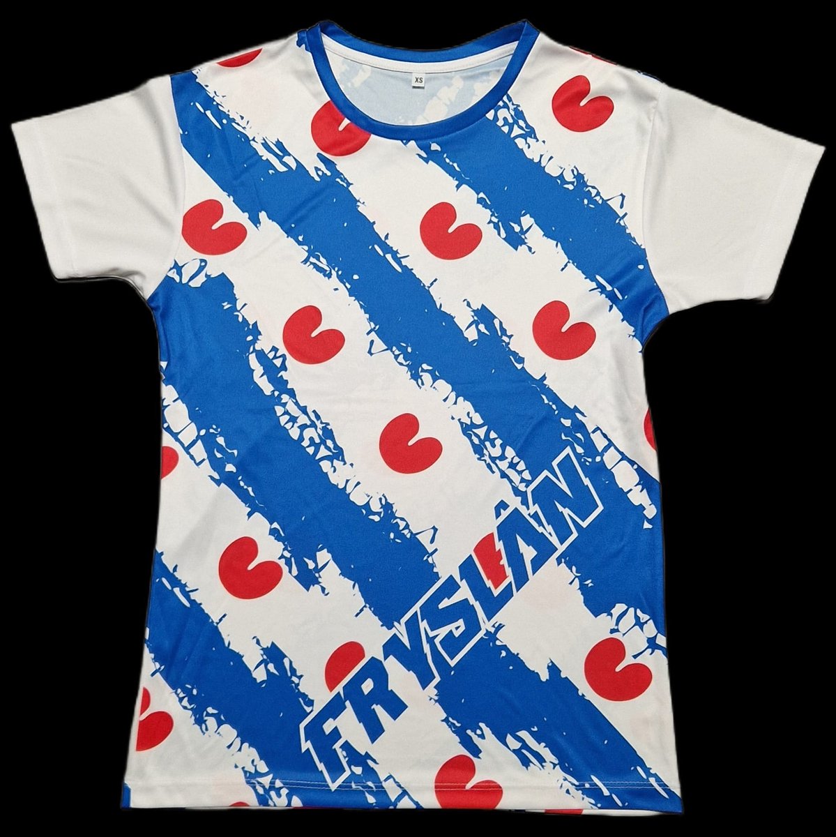 Dames Sportshirt Friesland met volledig bedrukte Friese vlag design (Fryslân sportshirt) maat L van Shirtmakelaar