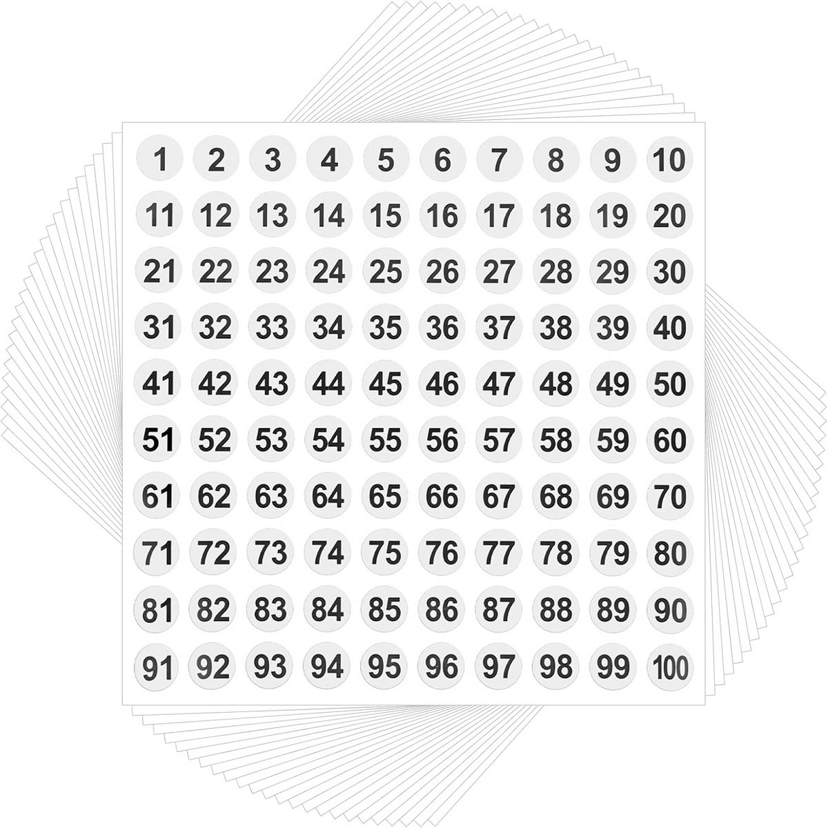 25 Bladen Nummerstickers 1-100 - Waterdichte Vinyl Stickers voor Opslag en Organisatie
