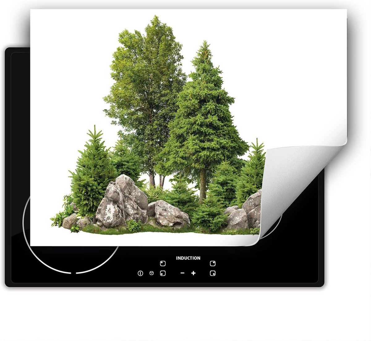 Universele Inductiekookplaat Onderzetter 80x52cm - Hittebestendige Beschermmat met Bomenprint