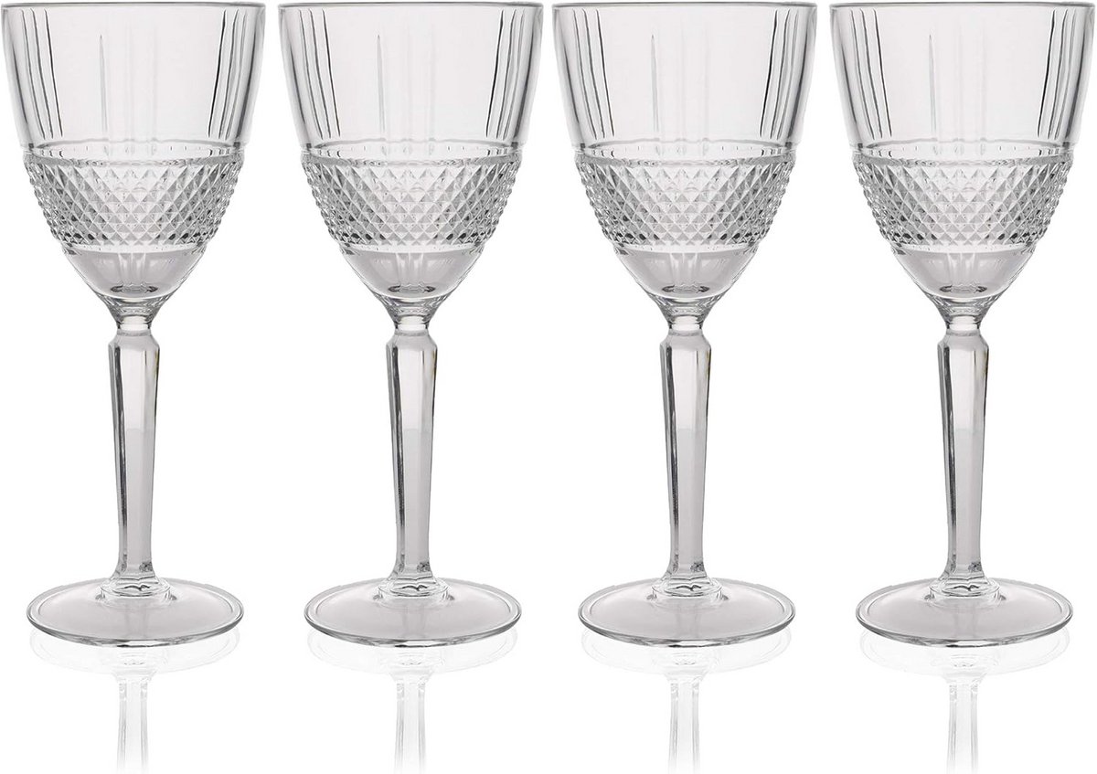 Gesneden Wijnglazen Set van 4 in Geschenkdoos - Elegant Kristalglas Kwaliteit