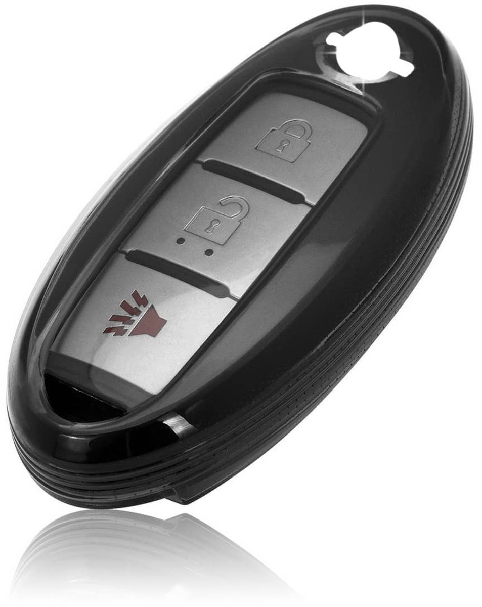 Autosleutel Hoesje geschikt voor Nissan - Sleutelcover - TPU Cover Sleutelhoes - transparant,zwart