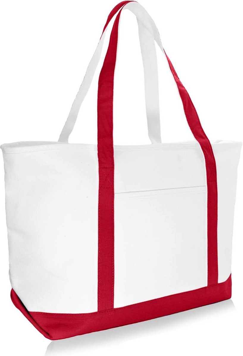 Grote Katoenen Canvas Boodschappentas 24 oz. Shopper Tas met Ritssluiting